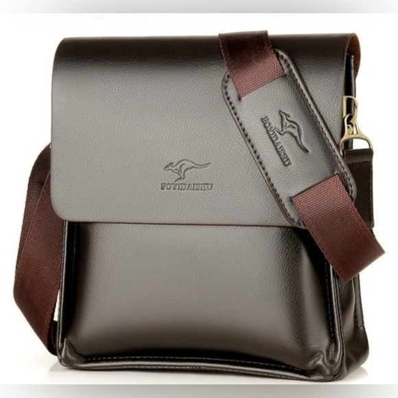 Messenger Bag IPad Notebook Faux Leather Bag Dark Brown Excellent Condit… - Picture 1 of 14